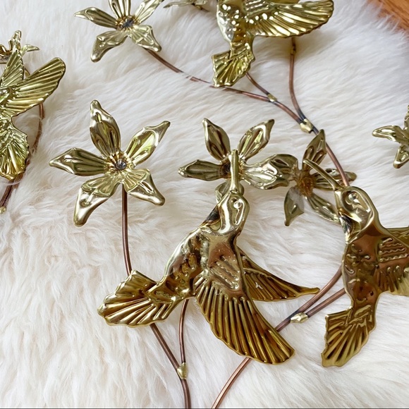 Vintage Home Interiors Gold Metal Hummingbird Wall Decor Set Boho Eclectic Home - Picture 2 of 3